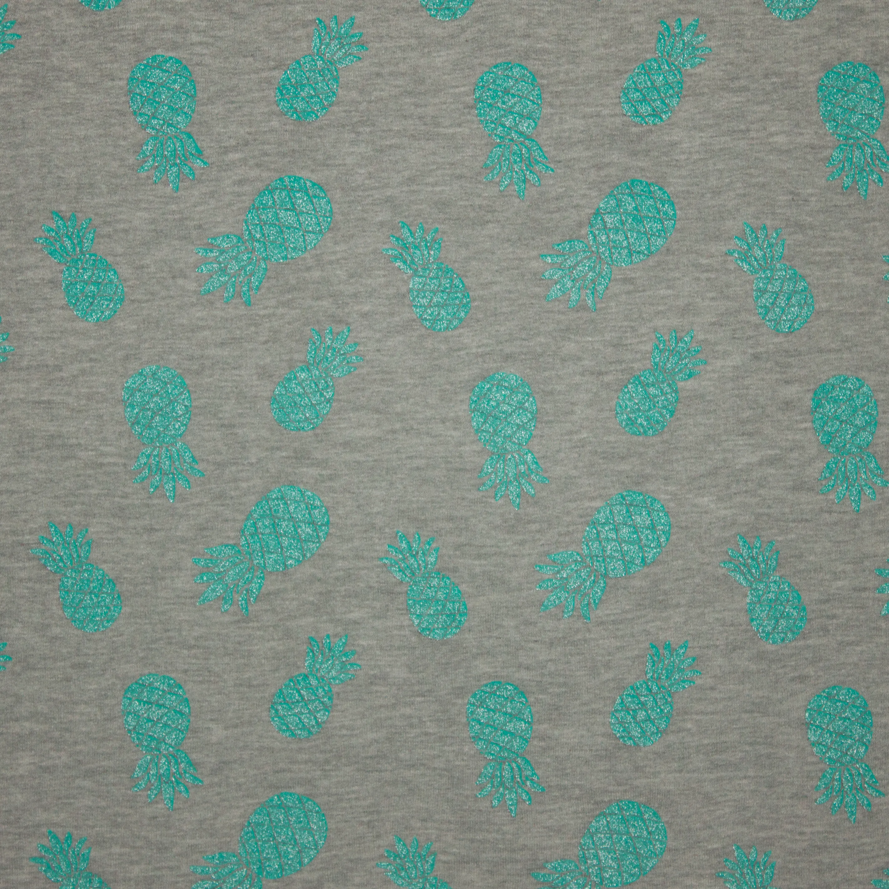 Sweaterstof met ananas in groene glitter